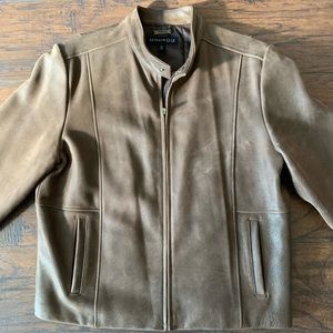 Kenneth Cole Men Brown Leather Jacket